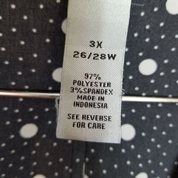 Catherine's Women Plus Polca Dot Button Up Shirt Sz 3X Black White 3/4 Sleeve - Picture 8 of 8